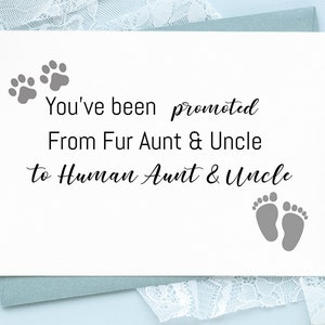 Tía y tío PERRO imprimible personalizado, tarjeta de anuncio de embarazo promocionada para hermana, hermano, abuela, abuelo, familiares y amigos, embarazada