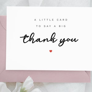 Tarjeta de agradecimiento simple imprimible editable, pequeña tarjeta para decir un gran agradecimiento, tarjeta de apoyo para amigo, hermana, papá, descarga ilimitada
