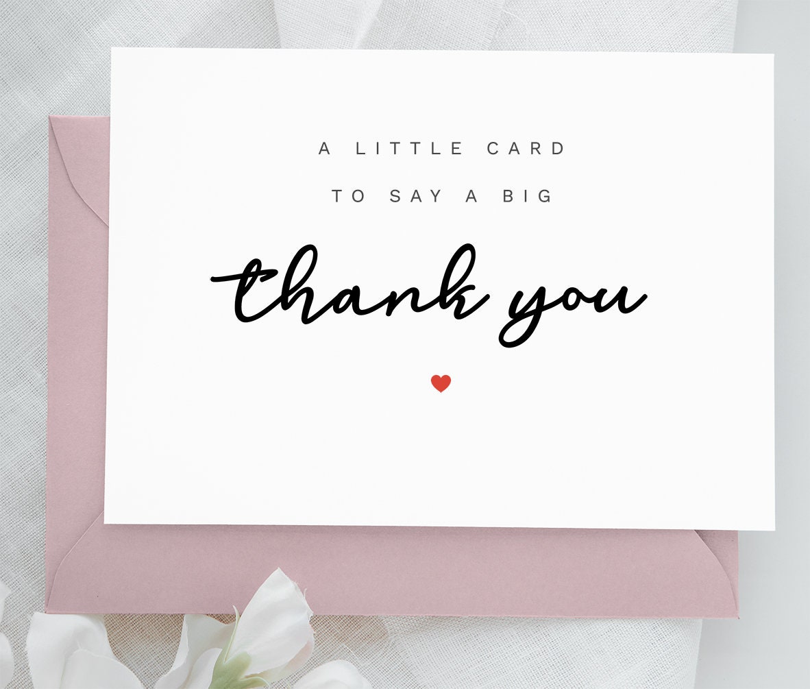 Editable Printable Simple Thank You Card Little Card to Say A Etsy