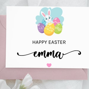 Carte de Pâques personnalisée, carte de Pâques personnalisée, carte de Joyeuses Pâques pour ami, carte de Pâques pour la famille, carte de lapin de Pâques, carte de Pâques avec nom