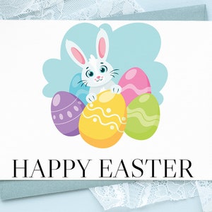 Cartolina d'auguri stampabile del coniglietto di Pasqua, carta stampabile di buona Pasqua, carta coniglietto carino, carta di Pasqua per bambini coniglio, carta digitale di Pasqua