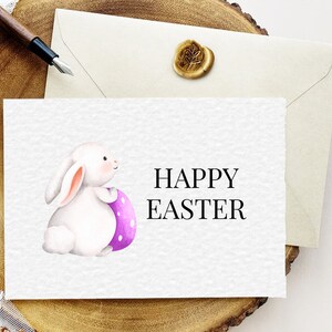 Carte imprimable modifiable Joyeuses Pâques, téléchargement immédiat, modèle de carte de lapin de Pâques, jolie carte de lapin, carte de Pâques personnalisée