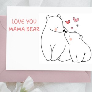 Stampabile modificabile Ti amo mamma Orso polare, regalo per la festa della mamma, biglietto mamma, biglietto mamma bambino carino, biglietto personalizzato, regalo di compleanno mamma per lei