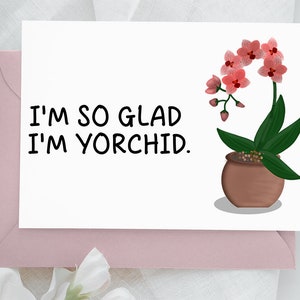 Délicieuse carte de fête des mères pour maman végétale - Fleurs d’orchidées - Fier d’être Y’Orchid - Carte de vœux pour maman jardinière