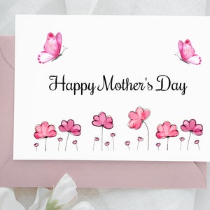 Tarjeta del Día de las Madres Digital, Tarjeta del Día de las Madres de Corazones, Tarjeta Simple del Día de las Madres Imprimible, Tarjeta de Saludo del Día de las Madres para Mamá, Descarga Instantánea PDF