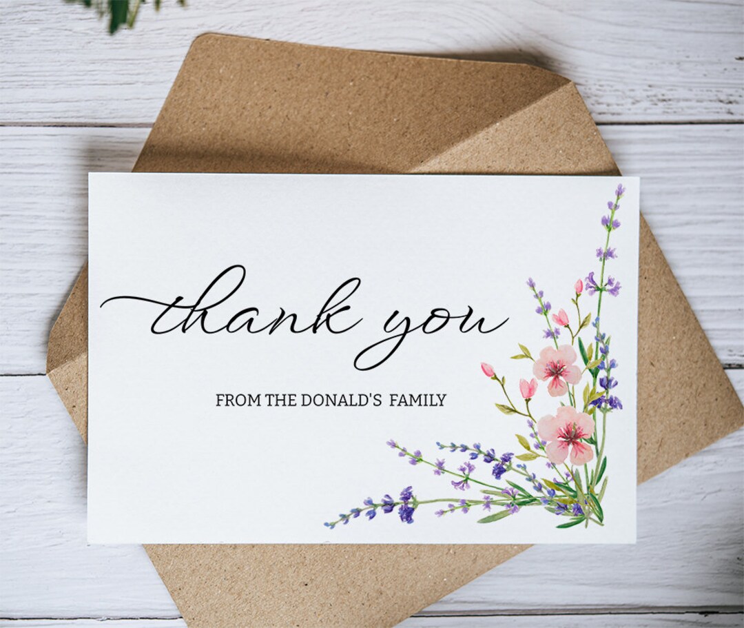 Wildflower Thank You Card Printable - DIY Floral Template With ...