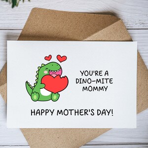 Tarjeta del Día de las Madres Feliz, Tarjeta del Día de las Madres Dinosaurio, Tarjeta de Dinosaurio, Tarjeta personalizada del Día de las Madres, Tarjeta para el Día de las Madres, Día de las Madres