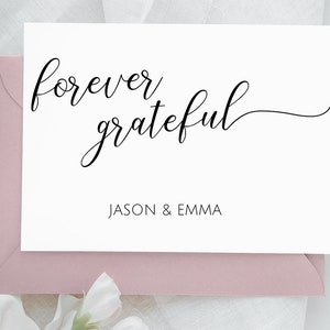 Tarjeta de agradecimiento personalizada Forever Grateful, blanco y negro, simple, elegante, agradecimiento, diseño único, tarjeta de felicitación para cualquier ocasión