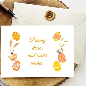 Carte imprimable modifiable Joyeuses Pâques, téléchargement immédiat, modèle de carte de lapin de Pâques, jolie carte de lapin, carte de Pâques personnalisée