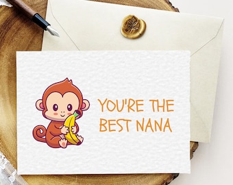 Funny Nana Card - Pour la fête des mères, grand-mère, grand-mère, MeeMaw, Bananes, Best Nana
