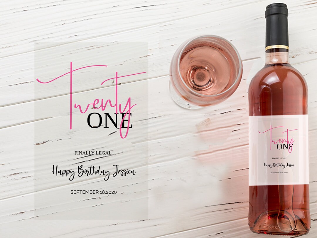 21st Birthday Wine Label, 21st Birthday Gift Wine Labels, 21st Birthday ...
