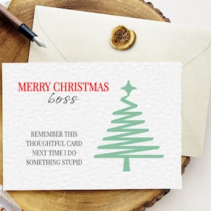 Carte de Noël pour patron, cadeau de Noël pour patron, carte de Noël de bureau, carte de Noël amusante, carte de Noël de patron, carte de collègue