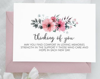 PRINTABLE Sympathy Card - Thinking Of You - Condolence card, Bereavement card, Sorry for your loss, Simple sympathy card, Grief Card