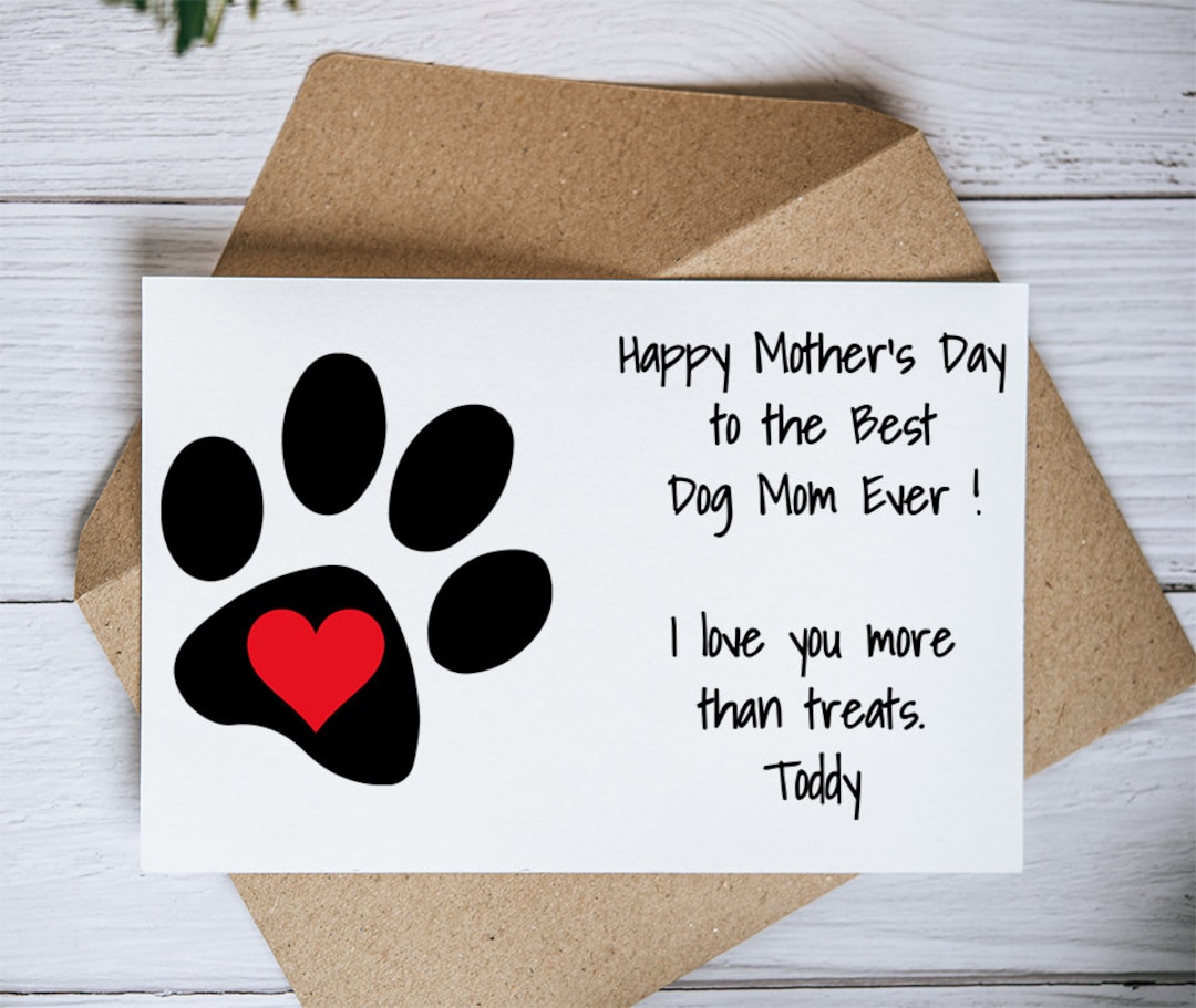 Personalized Happy Mother's Day Dog Mom Card, From Dog Card, Dog Mom Mother's Day Gift, Mothers