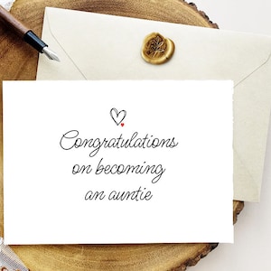 Carte imprimable personnalisée de félicitations pour devenir une tante, carte de nouveau-né pour nouvelle tante, faire-part de baby shower imprimable modifiable
