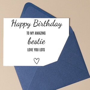 Druckbare bearbeitbare Geburtstagskarte für die beste Freundin, Bestie Geburtstagskarte, alles Gute zum Geburtstagskarte, Geschenk für die beste Freundin
