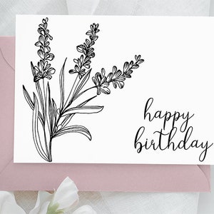 Printable Happy Birthday Flower Floral Greeting Card,Anniversary Card for him Her, Gift husband to wife, Editable personalized Grandma Card