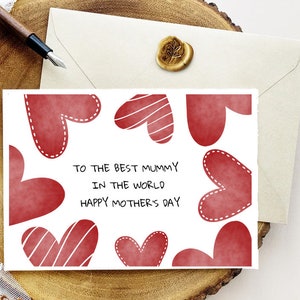 Tarjeta del Día de las Madres Digital, Tarjeta del Día de las Madres de Corazones, Tarjeta Simple del Día de las Madres Imprimible, Tarjeta de Saludo del Día de las Madres para Mamá, Descarga Instantánea PDF