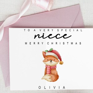 Druckbare Nichte Weihnachtskarte, personalisierte Weihnachts Nichte Karte, Weihnachts Nichte Karte, spezielle Nichte Weihnachtskarte, süße Fuchs Weihnachten