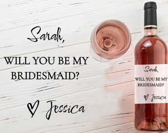 Will you be my Bridesmaid | Bridesmaid Proposal | Maid of Honor Proposal | Personalized Wedding Wine Labels | Bridesmaid Gift