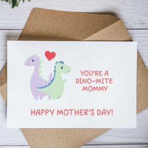 Tarjeta del Día de las Madres Feliz, Tarjeta del Día de las Madres Dinosaurio, Tarjeta de Dinosaurio, Tarjeta personalizada del Día de las Madres, Tarjeta para el Día de las Madres, Día de las Madres