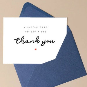 Biglietto di ringraziamento minimalista, piccolo biglietto per dire un grande grazie, biglietto di supporto per amico, sorella, papà, download illimitato, carta digitale