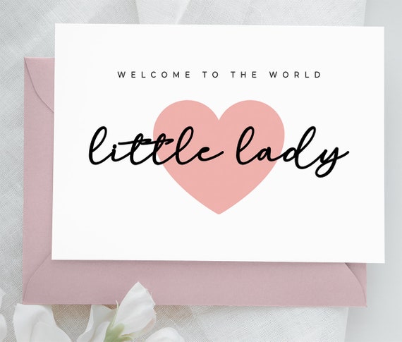 Printable New Baby Girl Card Little Lady New Baby Card Cute - Etsy