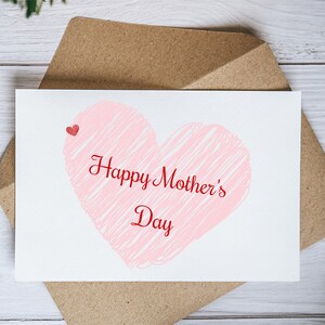 Tarjeta del Día de las Madres Digital, Tarjeta del Día de las Madres de Corazones, Tarjeta Simple del Día de las Madres Imprimible, Tarjeta de Saludo del Día de las Madres para Mamá, Descarga Instantánea PDF