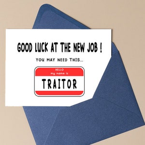 Lustige neue Job Karte zum Ausdrucken, witzige Glückwunschkarte für Kollegen, snarky & sarkastische Grußkarte für Kollegen - Work Bestie