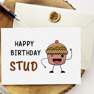 Carte d’anniversaire Punny modifiable imprimable, carte d’anniversaire mignonne pour lui/petit ami/fiancé, carte de joyeux anniversaire drôle, muffin de goujon d’anniversaire mignon