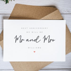 Cartão para impressão no próximo aniversário seremos o Sr. e a Sra., Cartão de aniversário personalizado para meu noivo e minha noiva, Cartão de aniversário para meu parceiro