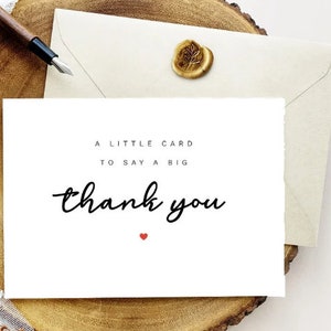 Biglietto di ringraziamento minimalista semplice, personalizzato, modificabile e stampabile, piccolo biglietto per dire un grande ringraziamento, biglietto di supporto per amico, sorella, papà