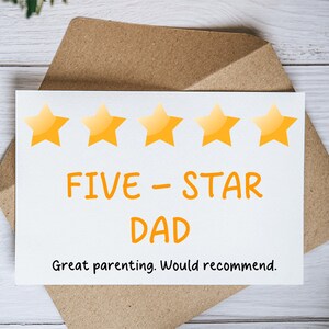 Biglietto stampabile per papà a cinque stelle, biglietto di compleanno divertente per papà, biglietto per papà, dalla figlia, dal figlio, dal bambino, biglietto d'auguri, biglietto per la festa del papà