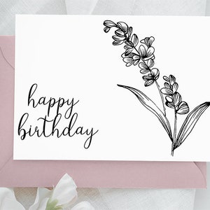 Blumen Blumen Geburtstagskarte,Blumen alles Gute zum Geburtstag Wünsche Grüße, Cousin Einladung Party Minimalist DIY druckbar bearbeitbar personalisiert