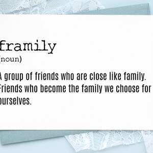 Printable Editable Dictionary Framily Card,  Gift for Best Friend, Bestie Card, Card for Bestie, Friends that are Family, DIGITAL