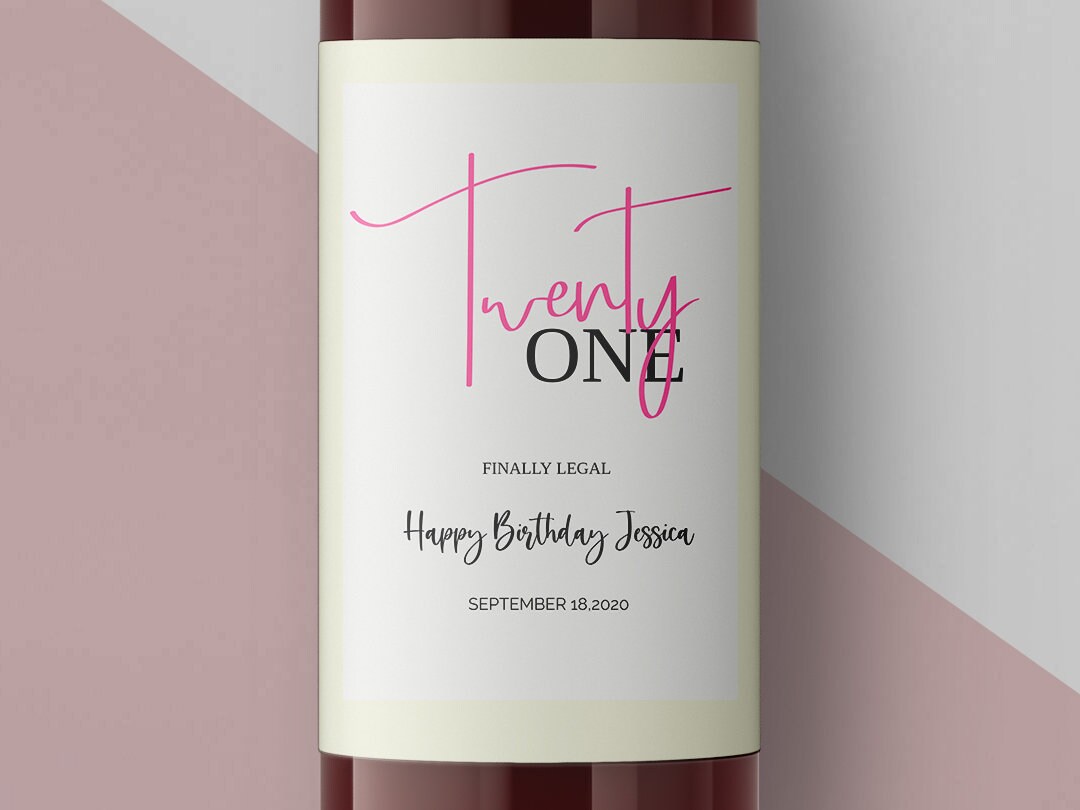 21st Birthday Wine Label, 21st Birthday Gift Wine Labels, 21st Birthday ...