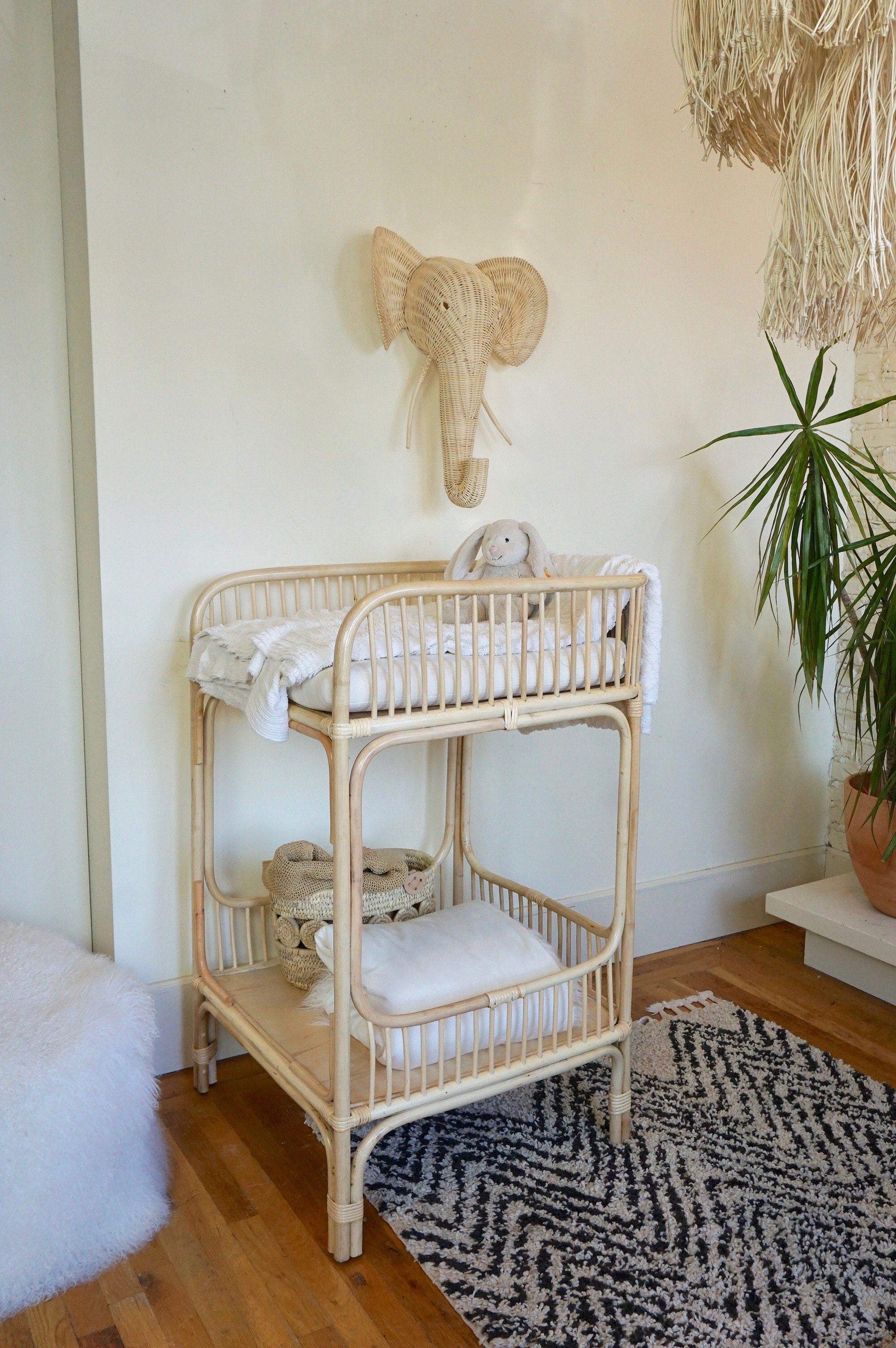 Rattan Baby Changing Table Etsy