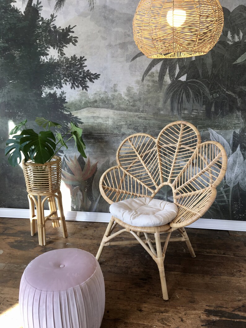 Rattan Flower Chair Etsy