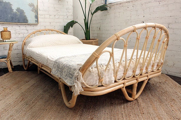 Single rattan cheap bed frame