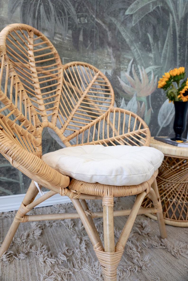 Rattan Flower Chair Etsy