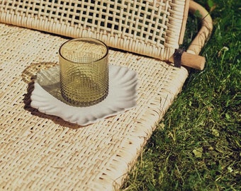 Rattan Folding Beach Chair with Adjustable Hooks