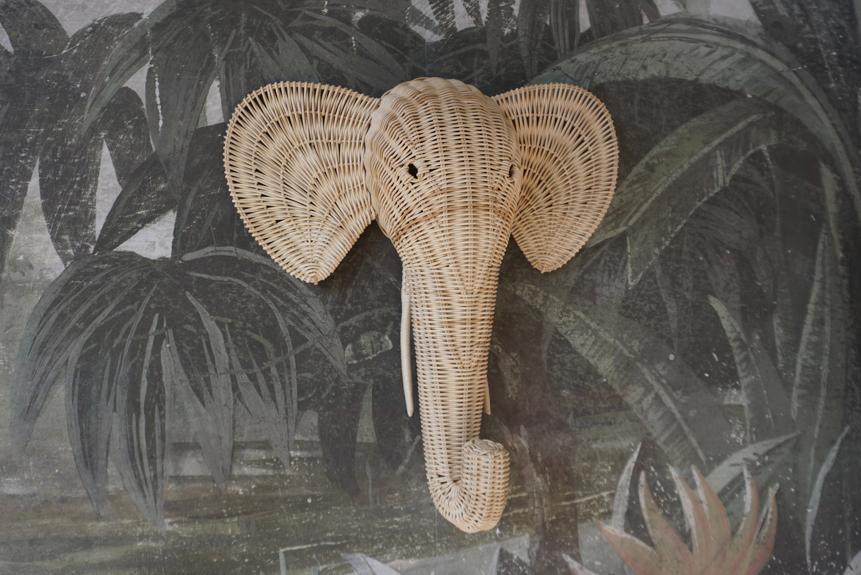 Woven Wicker Elephant Wall Hanging Etsy