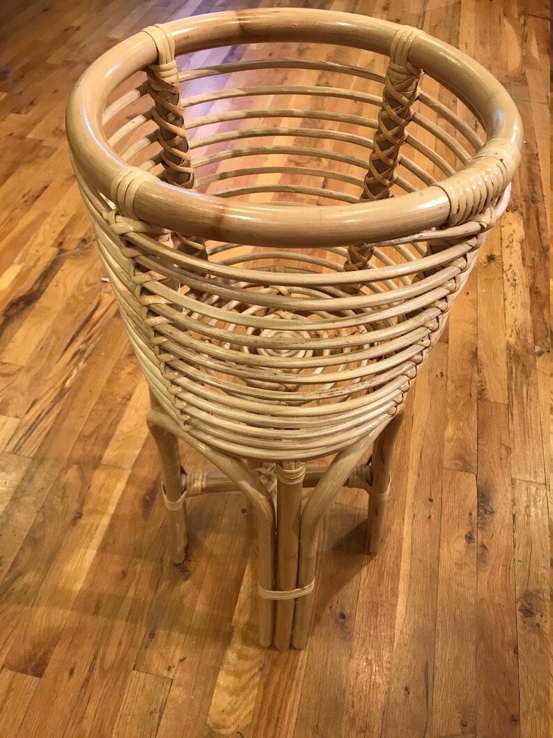 Tall Rattan Plant Stand Small | Etsy