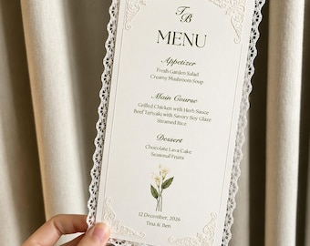 Elegant Floral Wedding Menu Template | Reception Dinner Card (Instant Download)