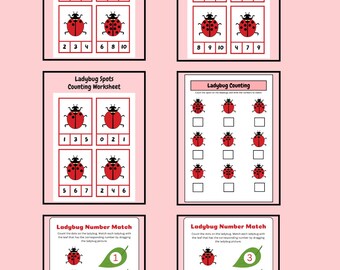 Ladybug Counting Digital Worksheet Bundle