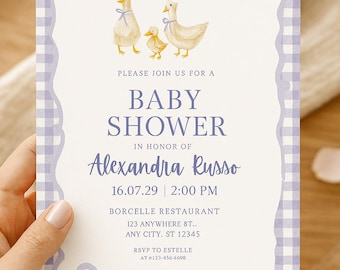 Goose Pastel Baby Shower Invitations