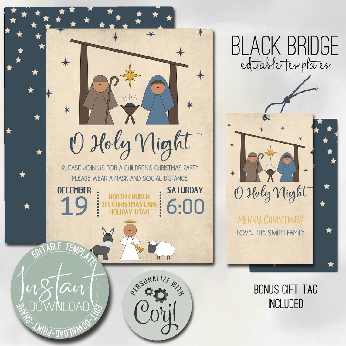 Kids Nativity Christmas Party Invitation Nativity Invitation | Etsy