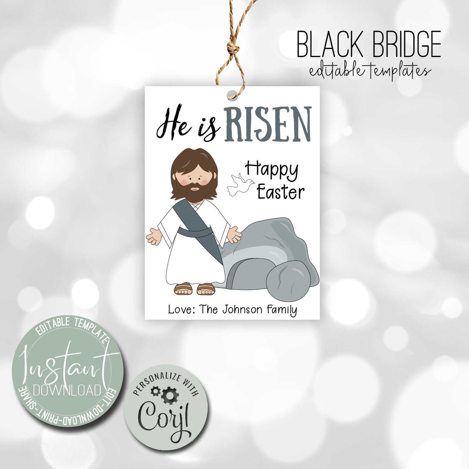 HE IS RISEN Easter Gift Tag Editable Easter Tag Religious Etsy