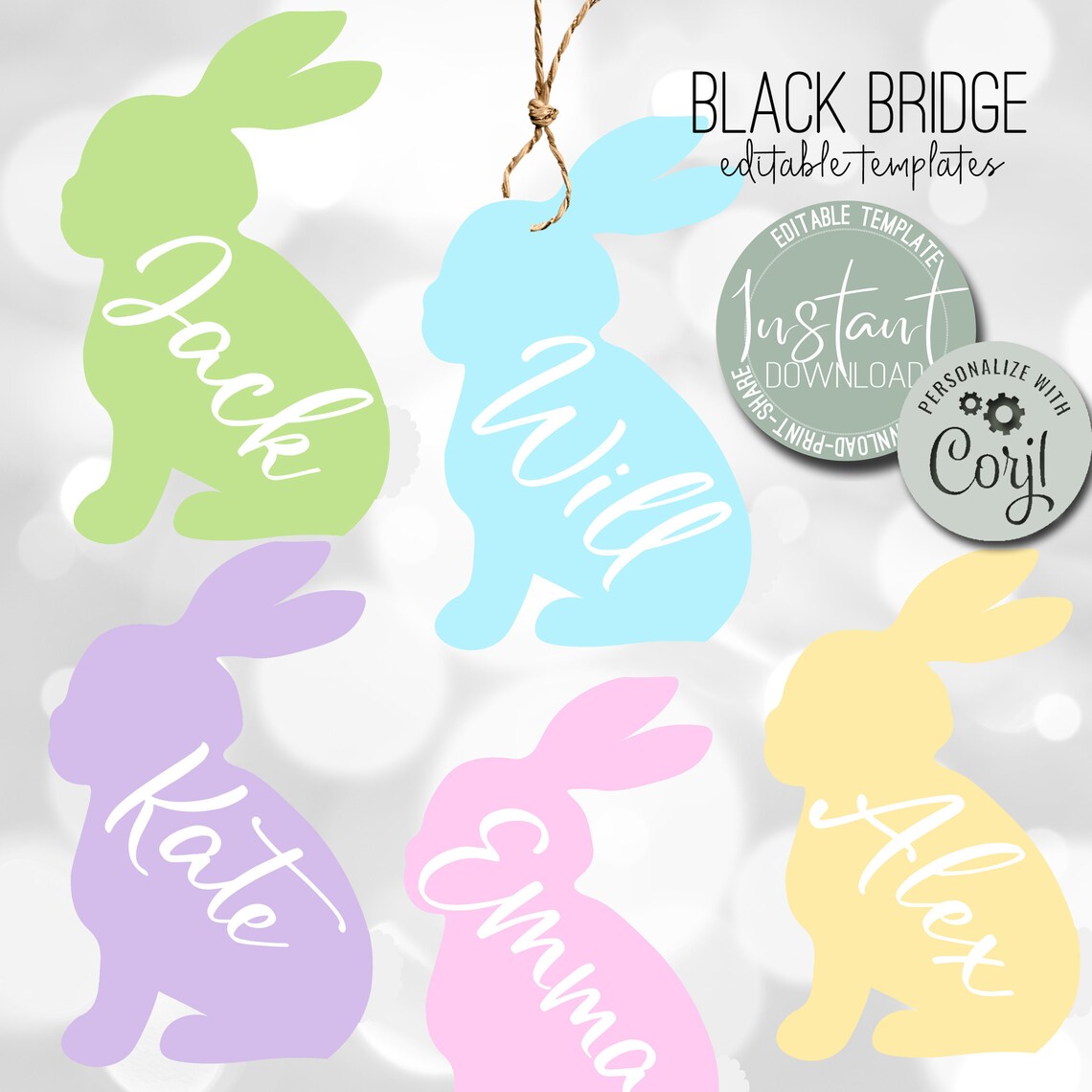 Easter Basket Name Tag Easter Editable Tag Easter Basket Etsy