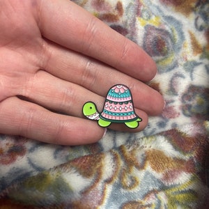 Turtle Enamel Pin, Multicolor Turtle, Cute Turtle Gift, Turtle Broach